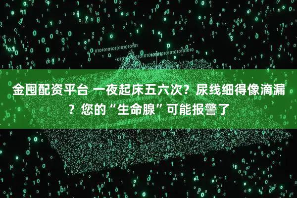 金囤配资平台 一夜起床五六次？尿线细得像滴漏？您的“生命腺”可能报警了